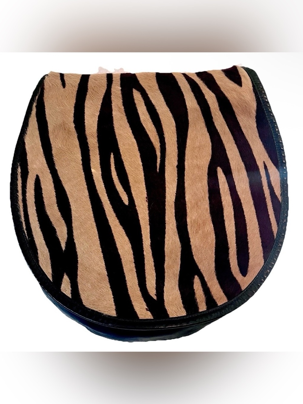 Vintage HALSTON Leather & Pony Hair Zebra Print Crossbody Saddle Bag Purse